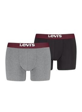 Pacco di 2 boxer Levis Basic grigi e neri per uomo.
