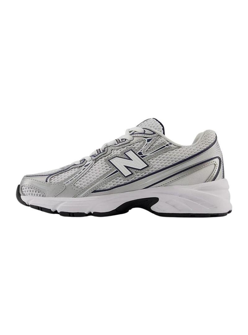 Sneakers New Balance U740 bianche e blu marino per donna.