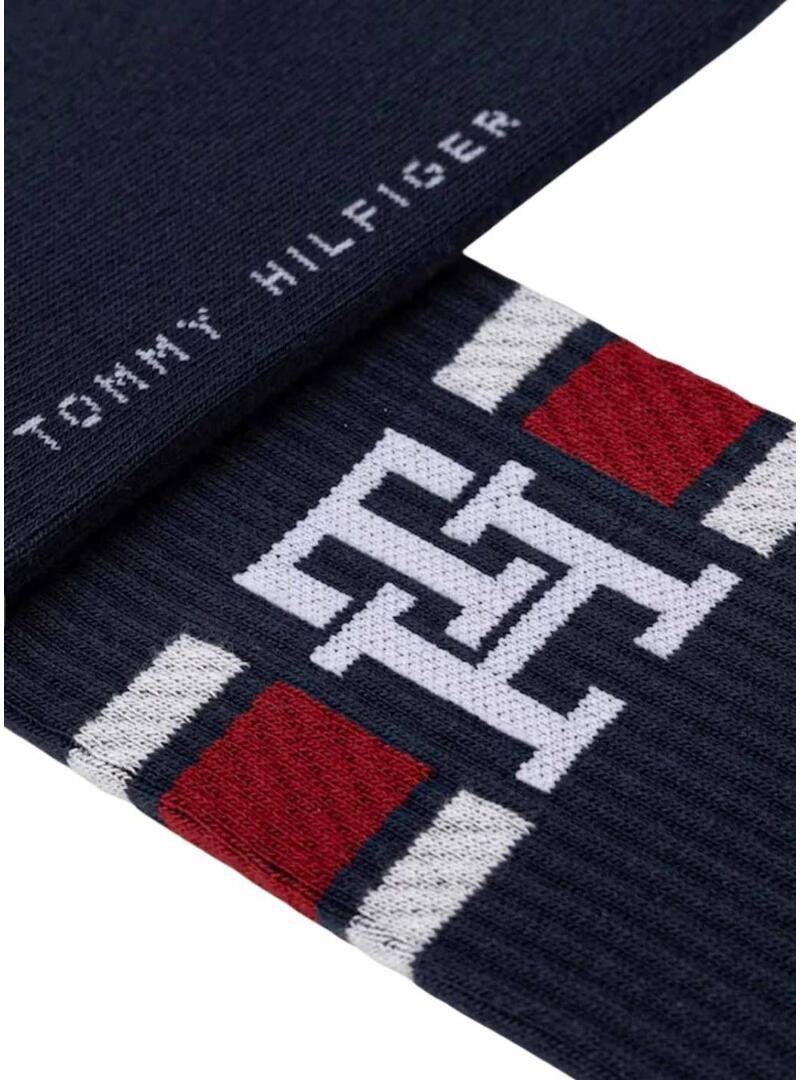 Pack 2 paia di calze Tommy Hilfiger Monogram Sport blu marino per uomo
