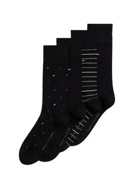 Confezione di 4 paia di calzini Tommy Hilfiger Giftbox neri per uomo