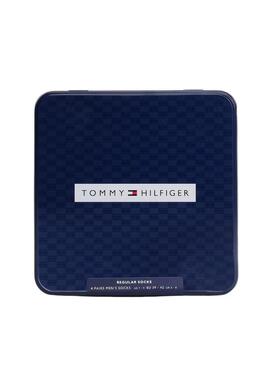 Pacco regalo di 4 paia di calzini Tommy Hilfiger blu marino per uomo