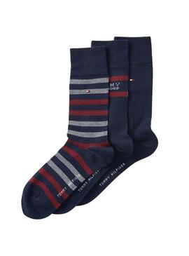 Confezione da 3 paia di calzini Tommy Hilfiger Giftbox blu marino per uomo.