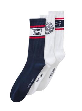 Pacco di 3 paia di calze Tommy Jeans multicolore per donna e uomo.