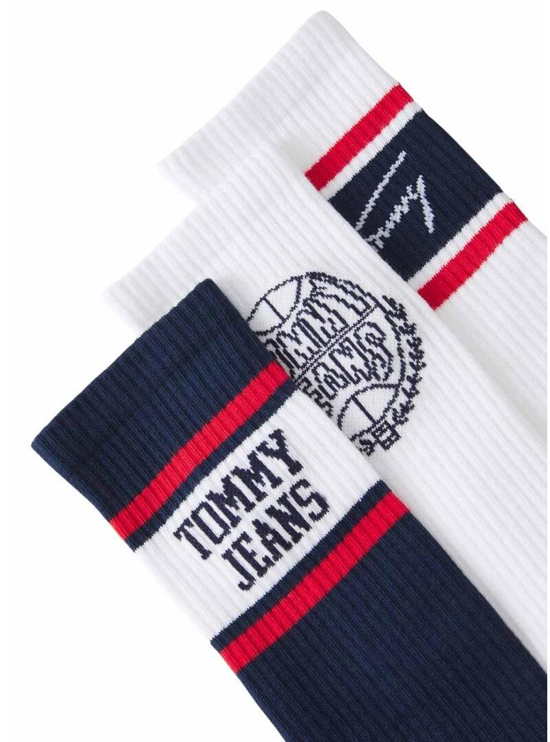 Pacco di 3 paia di calze Tommy Jeans multicolore per donna e uomo.