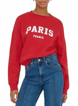 Felpa Only Onlsweat Life rossa per donna.