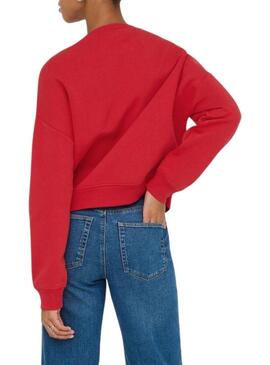 Felpa Only Onlsweat Life rossa per donna.