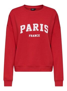 Felpa Only Onlsweat Life rossa per donna.
