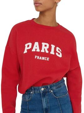 Felpa Only Onlsweat Life rossa per donna.