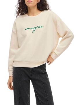 Felpa beige Vila Visiffi per donna.