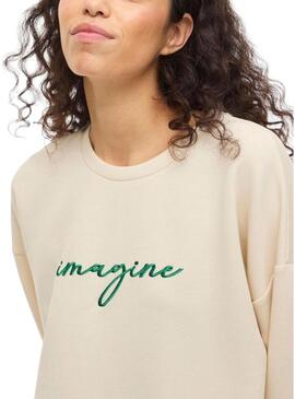 Felpa beige Vila Visiffi per donna.