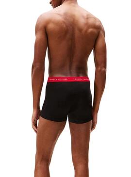Pacco di 3 boxer Tommy Hilfiger Trunk Signature neri per uomo.