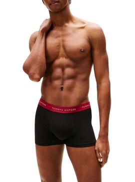 Pacco di 3 boxer Tommy Hilfiger Trunk Signature neri per uomo.
