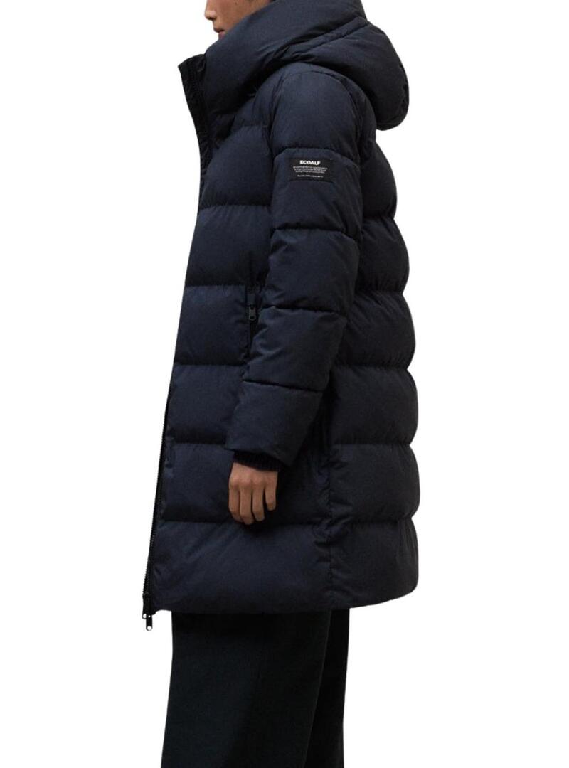 Cappotto Ecoalf trapuntato Manlie blu marino per donna