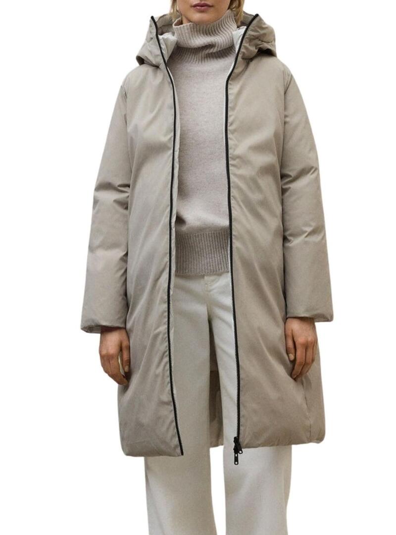 Cappotto Ecoalf Reversible Baru bianco e tostato per donna