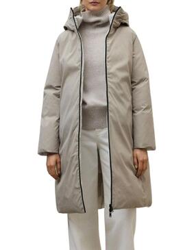 Cappotto Ecoalf Reversible Baru bianco e tostato per donna