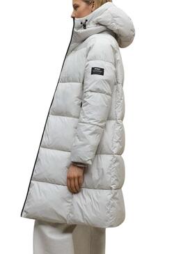 Cappotto Ecoalf Reversible Baru bianco e tostato per donna