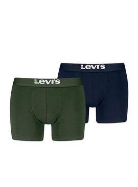 Confezione di 2 boxer Levis Basic verde e blu per uomo