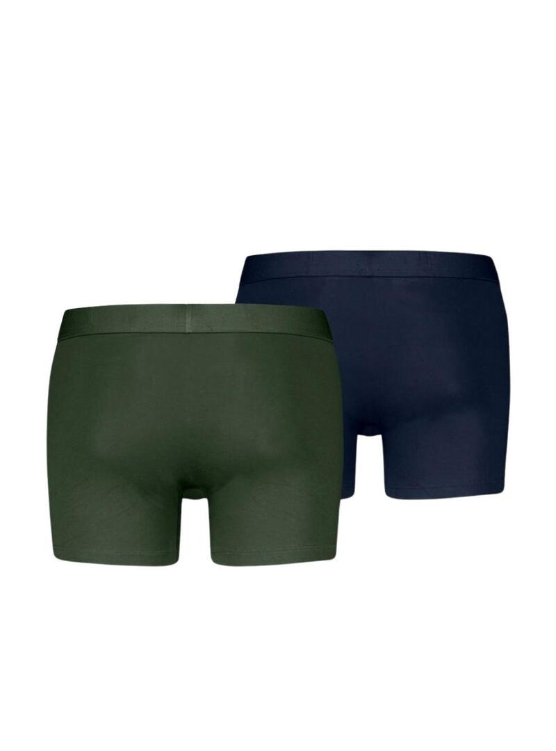 Confezione di 2 boxer Levis Basic verde e blu per uomo