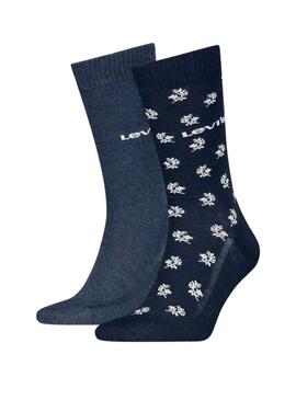 Pacco da 2 paia di calze Levi's taglio regolare blu marino per uomo