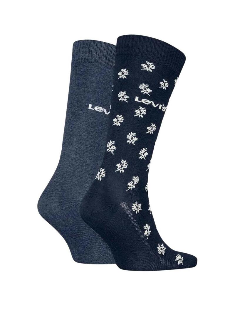 Pacco da 2 paia di calze Levi's taglio regolare blu marino per uomo