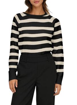 Maglia Only a righe nera per donna.