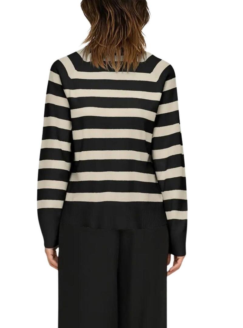 Maglia Only a righe nera per donna.