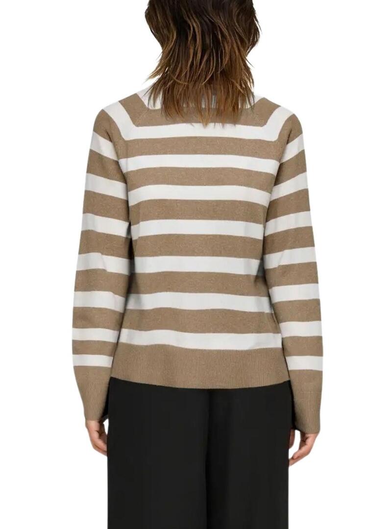 Maglia a righe color tostato Only per donne.