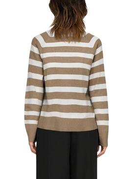 Maglia a righe color tostato Only per donne.