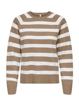 Maglia a righe color tostato Only per donne.