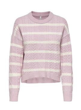 Maglia a righe rosa per donna Jersey Only Katia