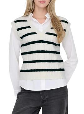 Gilet a righe bianche stampato Only Katia per donna.
