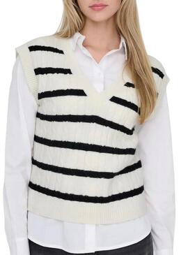 Gilet a righe bianche stampato Only Katia per donna.