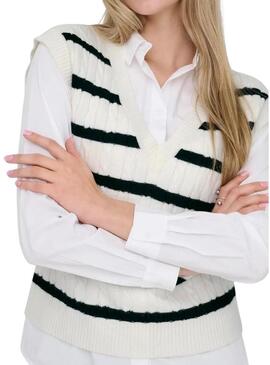 Gilet a righe bianche stampato Only Katia per donna.
