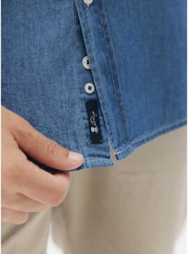 Camicia El Pulpo in denim casual stone blu medio per uomo