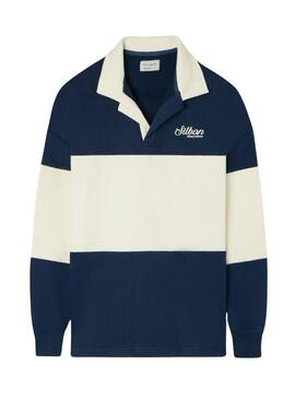 Felpa Silbon collo a polo relaxed panel blu per uomo