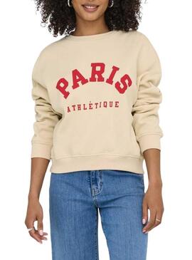 Felpa Only Onlsweat Life beige per donna