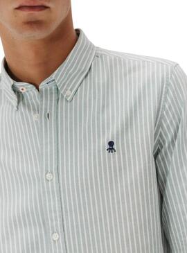 Camicia El Pulpo Oxford a righe verdi per uomo