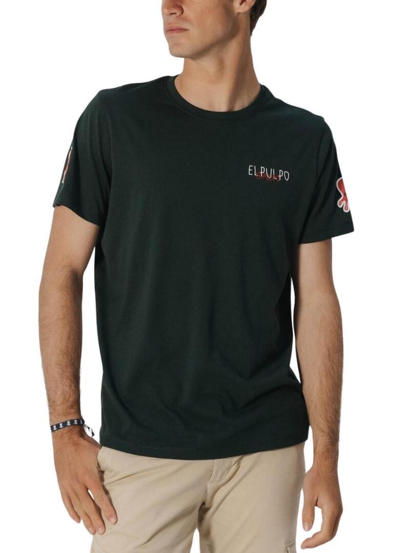 Maglietta El Pulpo triplo logo verde per uomo