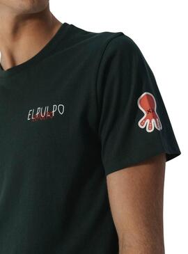Maglietta El Pulpo triplo logo verde per uomo