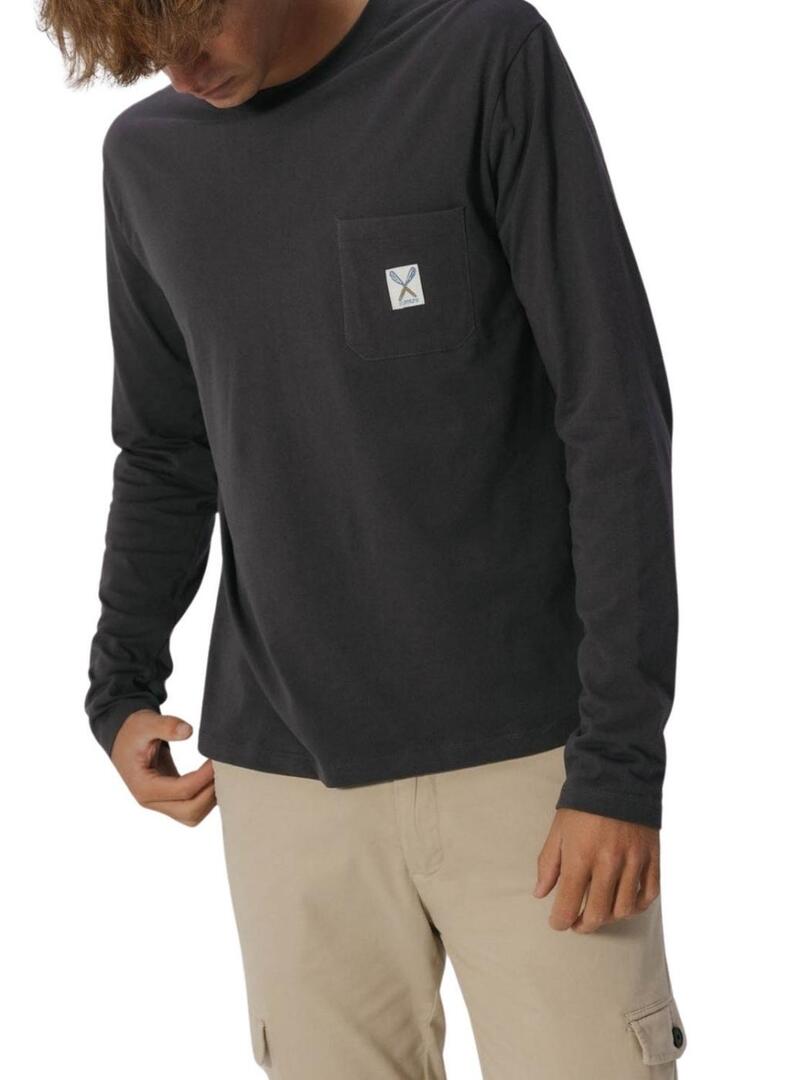 Maglietta grigia antracite a maniche lunghe El Pulpo per uomo.