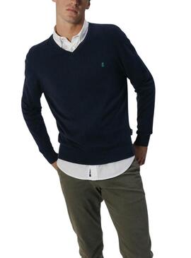 Maglia basic azzurra a collo a V per uomo