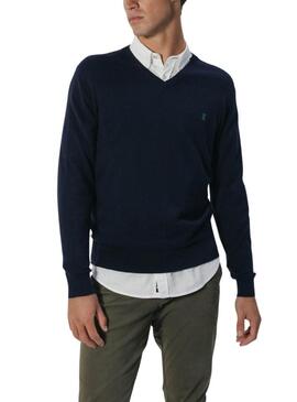 Maglia basic azzurra a collo a V per uomo