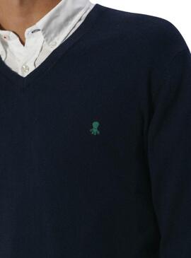 Maglia basic azzurra a collo a V per uomo