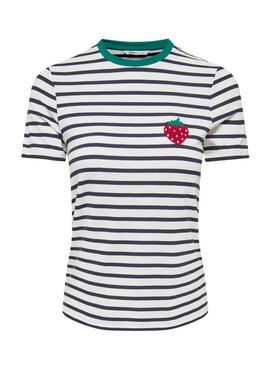 Maglietta a righe Only Heart fragola per donna.