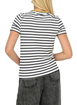 Maglietta Only Heart limone blu e bianca per donna