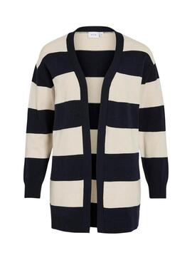 Giacca Vila Vipolly blu scuro e bianca per donna