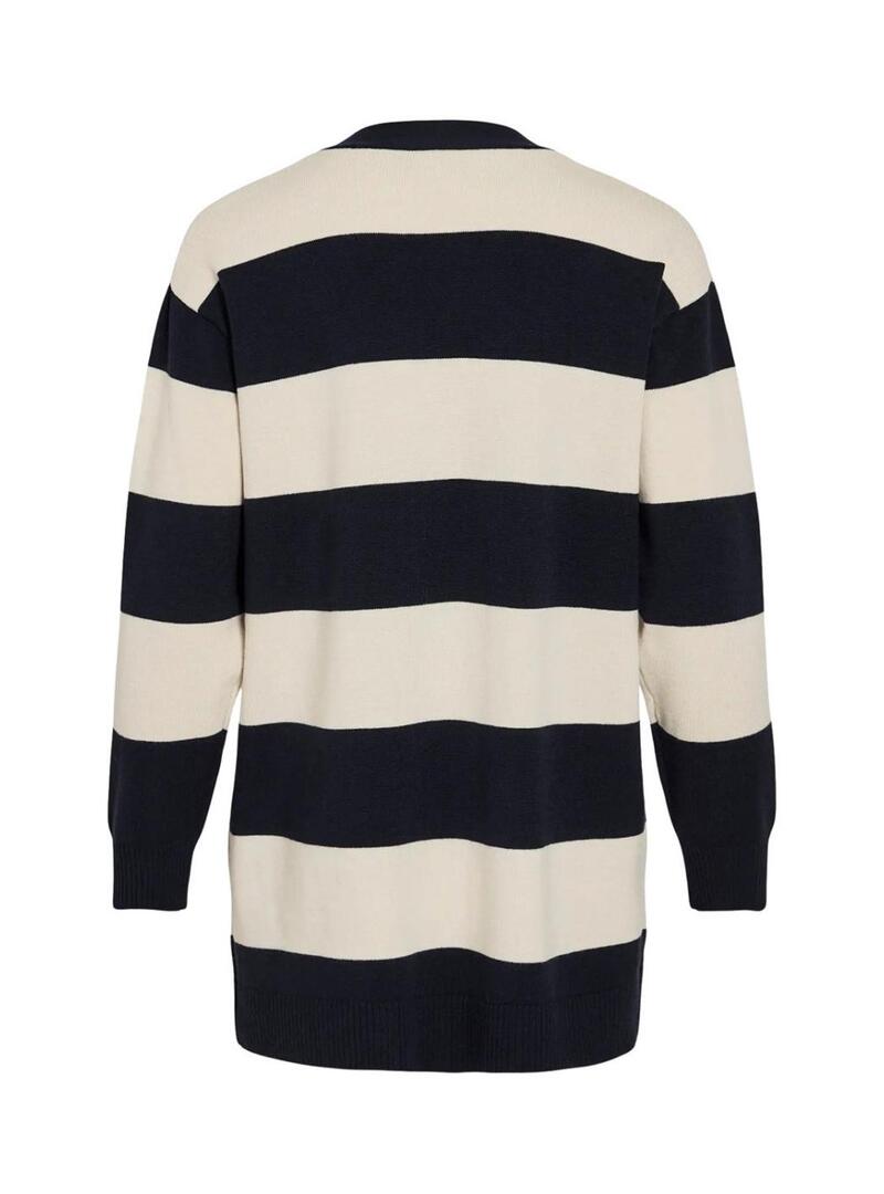 Giacca Vila Vipolly blu scuro e bianca per donna