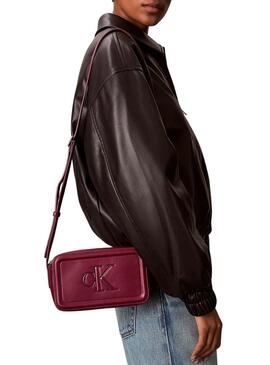Borsa Calvin Klein Jeans Bold Camera bordeaux per donna