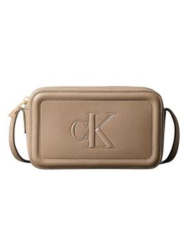 Borsa Calvin Klein Jeans Bold Camera beige per donna