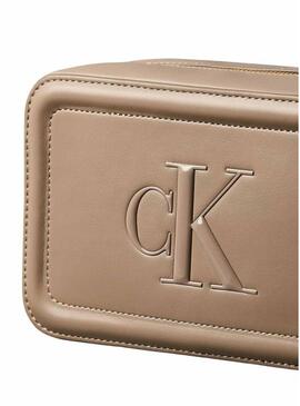 Borsa Calvin Klein Jeans Bold Camera beige per donna